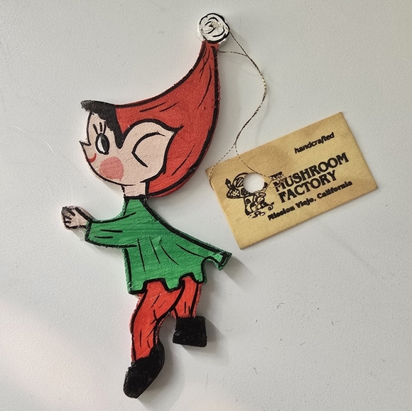 Vintage Handcrafted Wood Elf Ornament - Picture 2 of 4